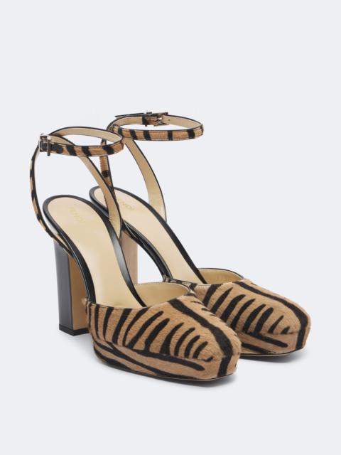 FENDI Tiger-print calf hair platform pumps