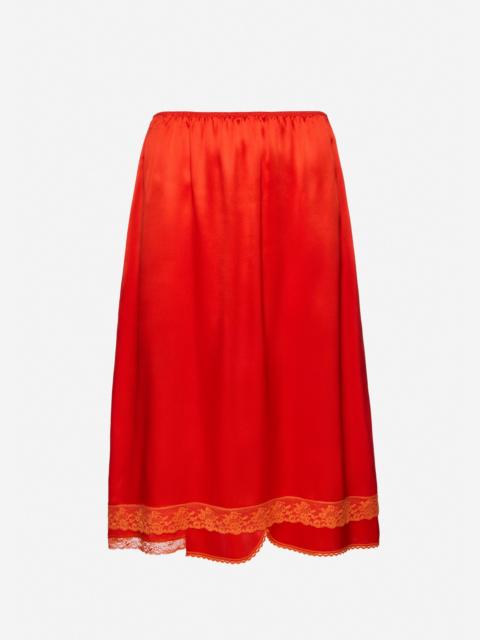 MAGDA BUTRYM Mid-length slip skirt with lace-trimmed hem in red