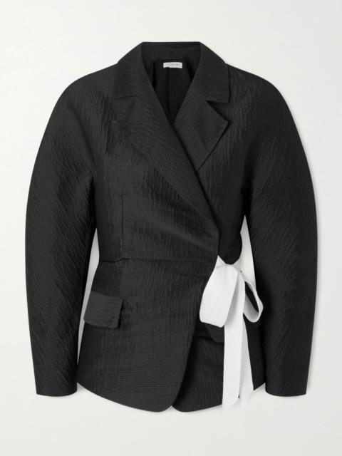 Lanvin Belted textured-satin jacket Black
