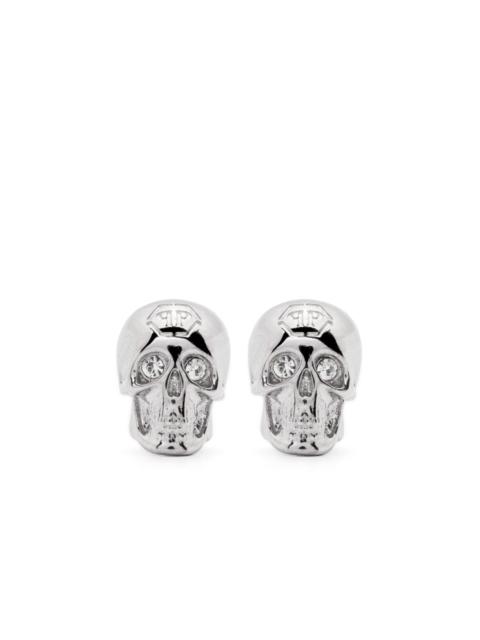 3D skull-motif stud earrings