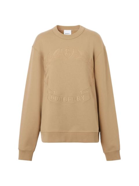 crest-embroidered cotton sweatshirt