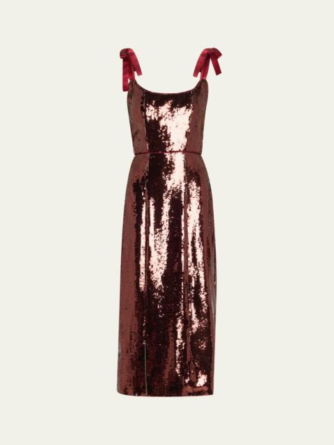 markarian Sleeveless Sequin Scoop-Neck Midi Dress