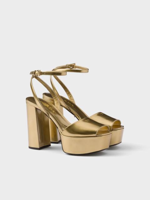 Prada Metallic leather platform sandals