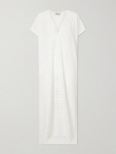 TOVE Yuna Embroidered Cotton-blend Midi Dress