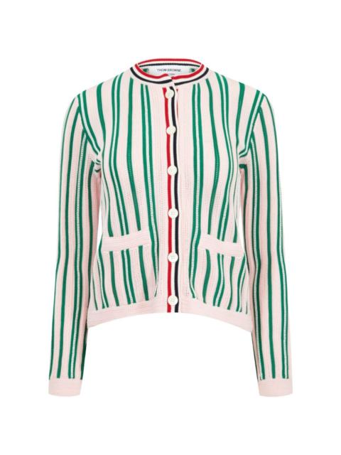 Thom Browne crochet-stitch striped cardigan