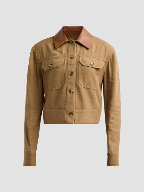 SIMKHAI Women's Derby Linen Cropped Utility Jacket - Tan