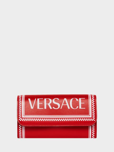 VERSACE 90s Vintage Logo Leather Wallet