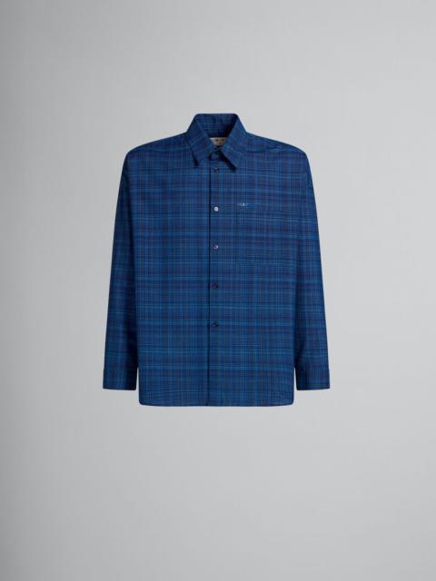 Marni BLUE SHIRT IN CHECKED LIGHT WOOL