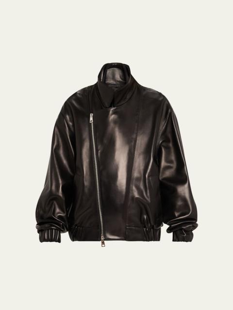 BRANDON MAXWELL The Emmett Layered Lambskin Leather Jacket