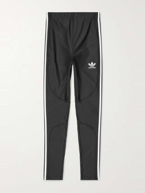 BALENCIAGA + adidas Athletic striped printed stretch-jersey leggings