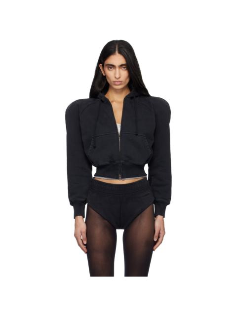 VETEMENTS Black Round Shoulder Zip-Up Hoodie