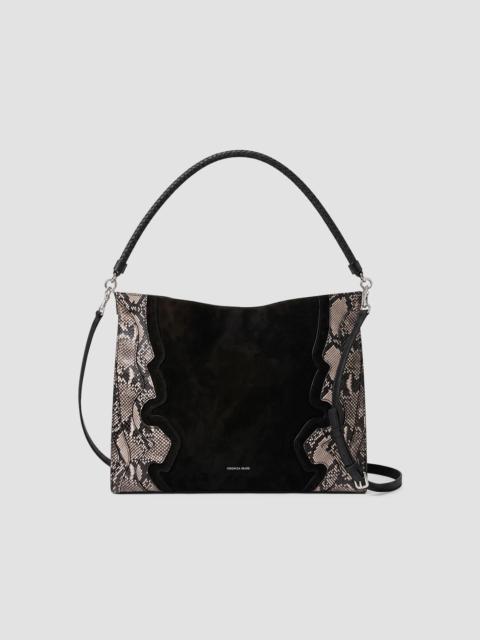 VERONICA BEARD Women's Vida Snakeskin-Embossed Suede Shoulder Bag - Black