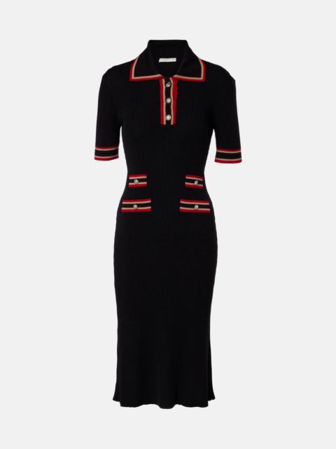 Alessandra Rich Ribbed-knit virgin wool polo dress