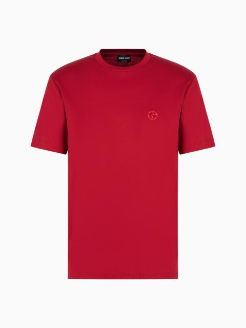 Cotton-interlock T-shirt with embroidered logo