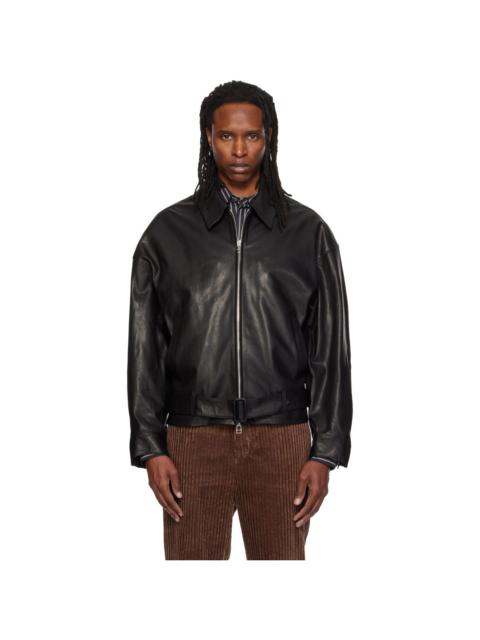 SOSHIOTSUKI Black Oiled Leather Blouson Jacket