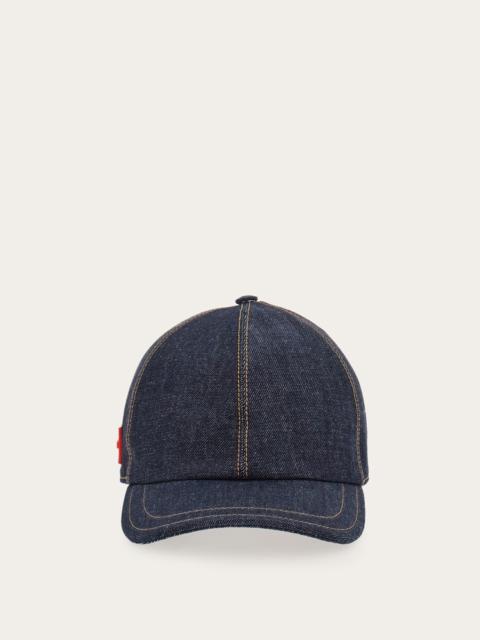 FERRAGAMO DENIM BASEBALL CAP