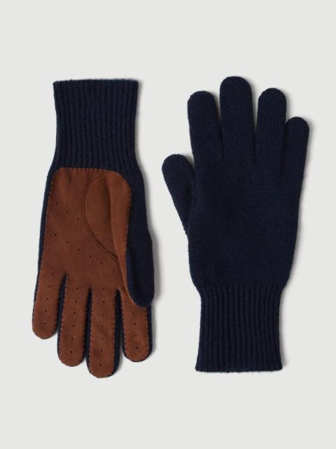 Brunello Cucinelli Cashmere knit gloves with suede palm