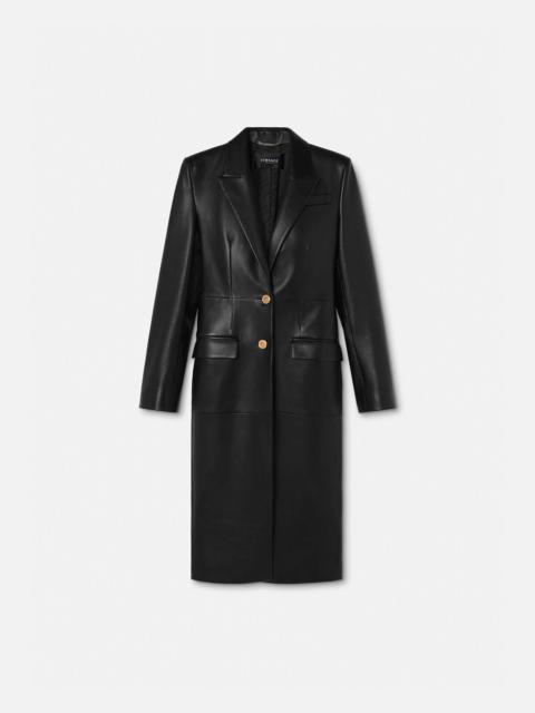 VERSACE Single-Breasted Leather Coat