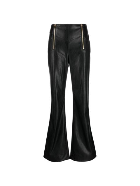 faux-leather flared trouser