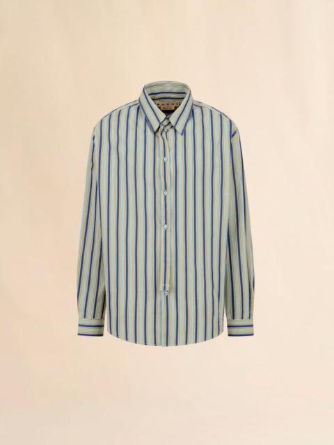 Marni GREEN STRIPED POPLIN SHIRT WITH NECK STRAP