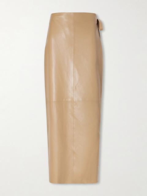NOUR HAMMOUR Paneled Leather Maxi Wrap Skirt