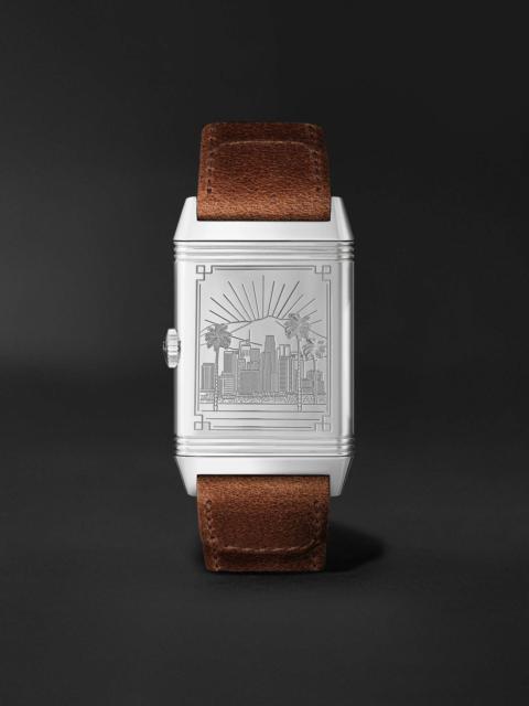 Reverso Classic Large Small Seconds Los Angeles Hand-Wound 45.6mm Stainless Steel and Leather Watch,