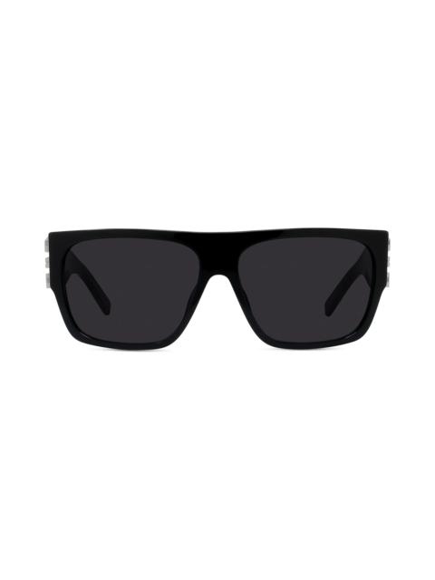 4G Rectangular Sunglasses in Shiny Black /Smoke