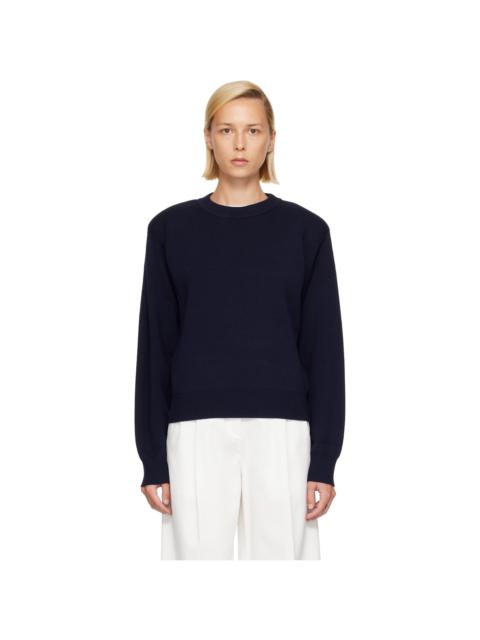 RÓHE Navy Statement Shoulder Crewneck Sweater