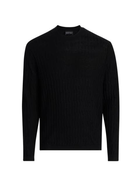 EMPORIO ARMANI Men's Diamond Virgin Wool Sweater - Black