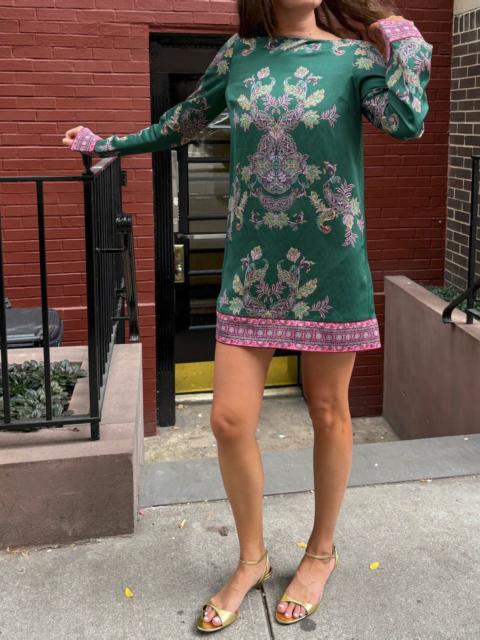 Hill House Home The Long Sleeve Viola Dress - Windsor Paisley Emerald Green