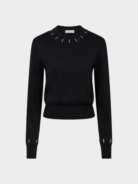 Paco Rabanne BLACK SWEATER WITH METALLIC DETAILS