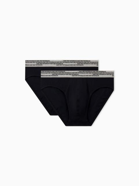 EMPORIO ARMANI TWO-PACK OF COTTON JERSEY BRIEFS WITH LOGO WAISTBAND