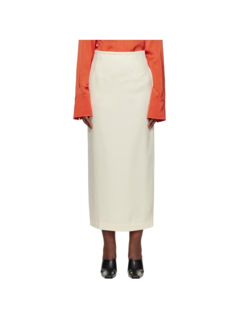 AURALEE: Blue & White Airy Smooth Cashmere Maxi Skirt | SSENSE