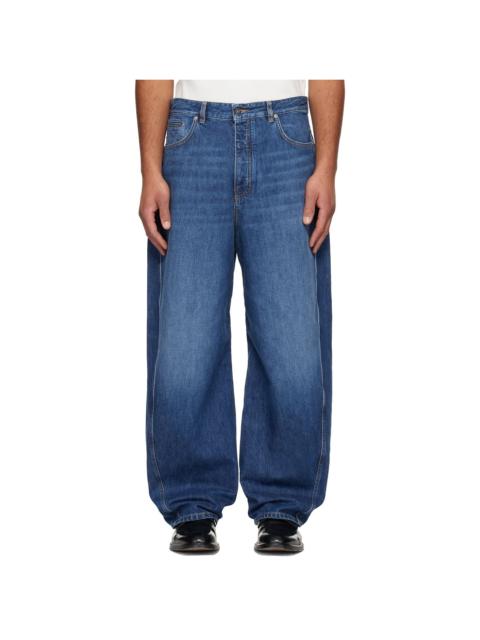 Givenchy Blue Denim Couture Seam Washed Jeans