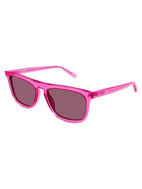 SAINT LAURENT Men's Essential 56MM Acetate Pilot Sunglasses - Fuchsia