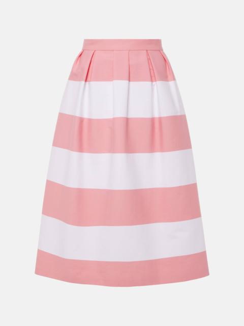 CAROLINA HERRERA Striped pleated cotton-blend midi skirt