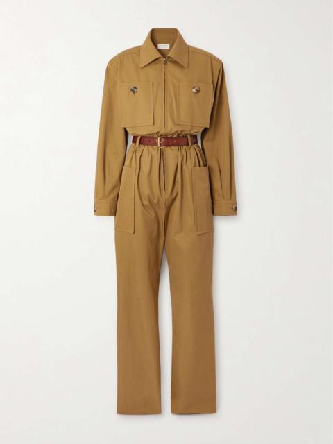 Belted cotton-twill jumpsuit