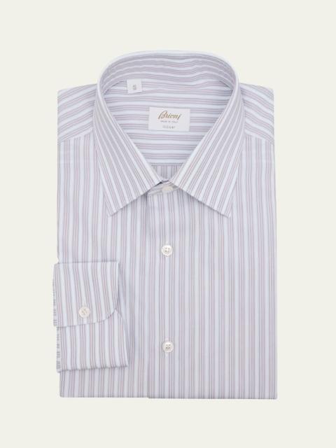 Brioni Men's Giza 87 Cotton Multi-Stripe Dress Shirt