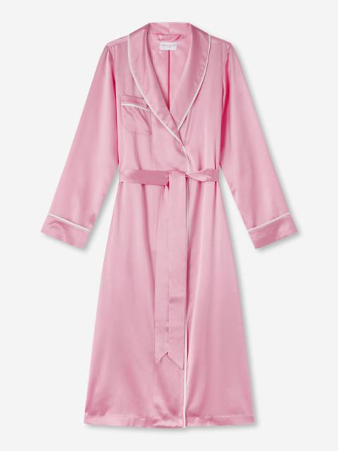 Derek Rose Women's Long Dressing Gown Bailey 2 Silk Satin Pink