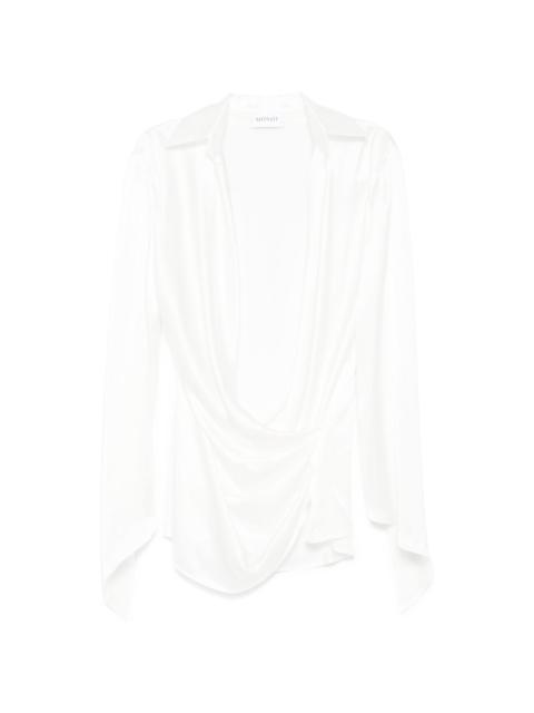 MÔNOT satin wrap mini dress