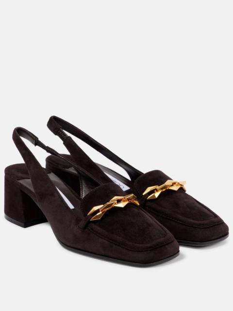 JIMMY CHOO Diamond Tilda 45 suede slingback pumps