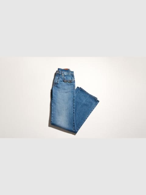 GUCCI Bootcut cotton denim pants with Horsebit