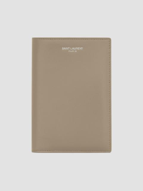 SAINT LAURENT Passport Holder in Smooth Leather - Light Taupe