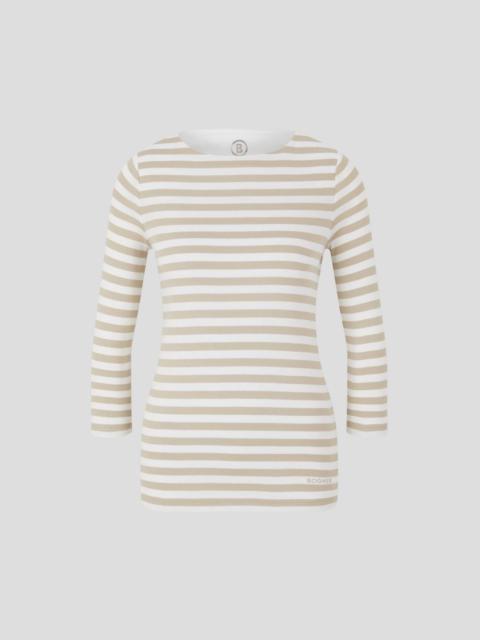 BOGNER LOUNA LONGSLEEVE IN BEIGE/OFF-WHITE