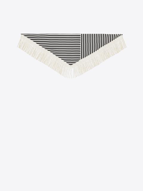 SAINT LAURENT striped triangle scarf in silk and cotton