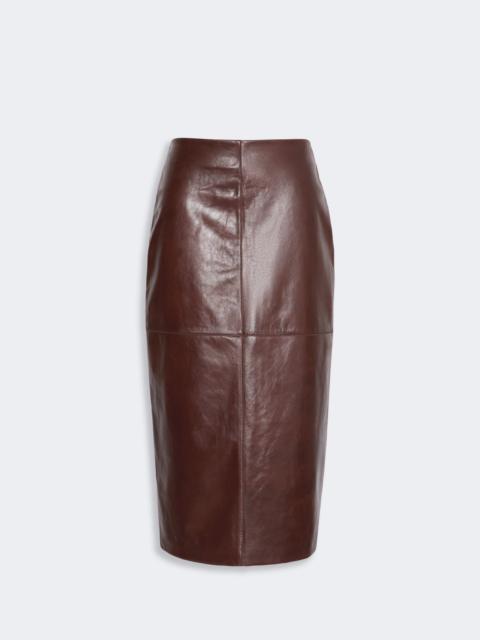 Sportmax LAPPOLE Nappa-leather midi skirt - PLUM