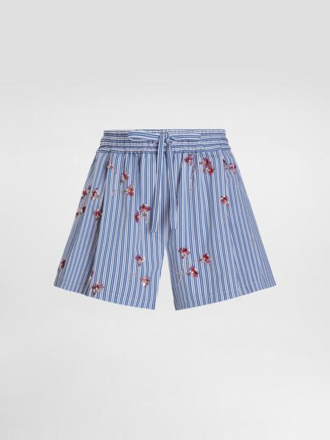 Dolce & Gabbana Crystal flower-print cotton shorts