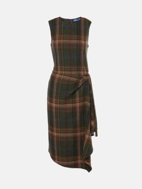 Plaid wool-blend midi dress