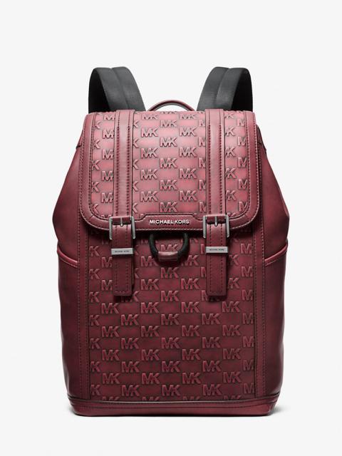 MICHAEL KORS Colby Medium Logo Embossed Burnished Leather Backpack
