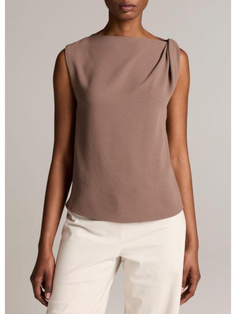 Vince Crepe Draped-Shoulder Sleeveless Top